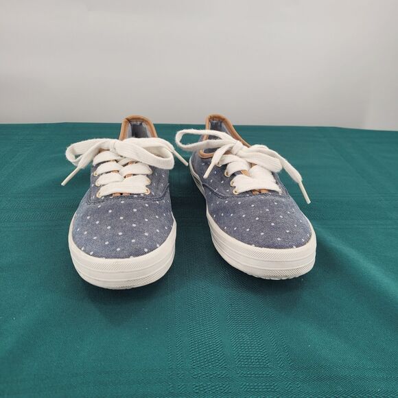Tommy Hilfiger Women's Sneakers Tahlor, Blue Canvas, White Polka Dots, Size 6.5 - Picture 2 of 11